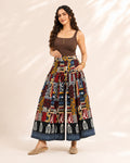 Patchwork Print Cotton Flared Palazzo for Women - view 1