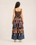 Patchwork Print Cotton Flared Palazzo for Women - view 5