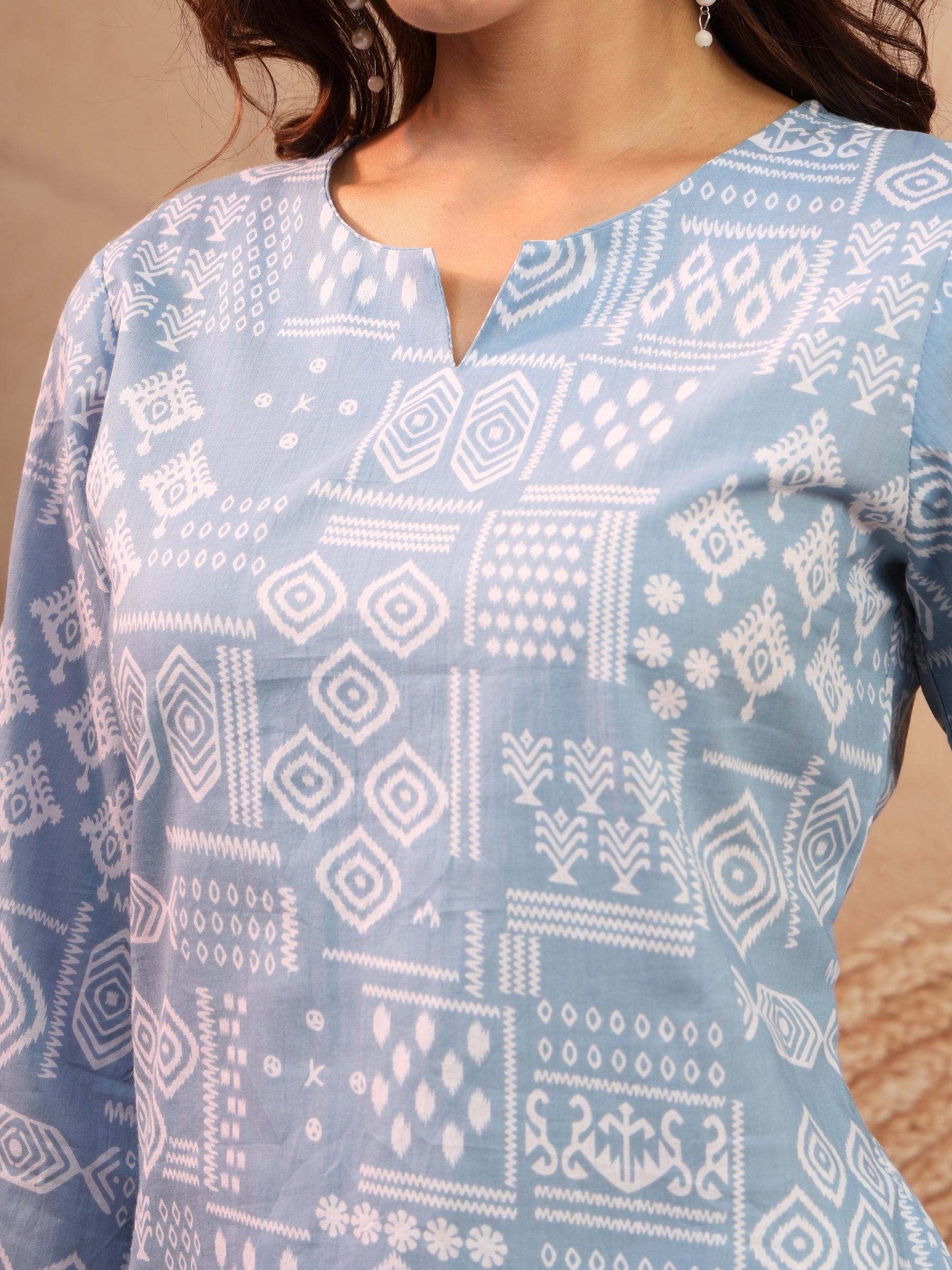 Blue Jaipur Inspired Cotton Short Kurti for Women - view 4