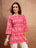Pink Ikat Inspired Cotton Short Kurti for Women - view 1