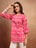 Pink Ikat Inspired Cotton Short Kurti for Women - view 3
