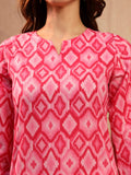 Pink Ikat Inspired Cotton Short Kurti for Women - view 4