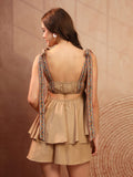 Beige Cotton Tie-Strap Playsuit for Women - view 4